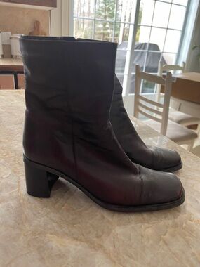 Classic Women's Y2K dark brown Leather Mid-Heel Ankle Boots